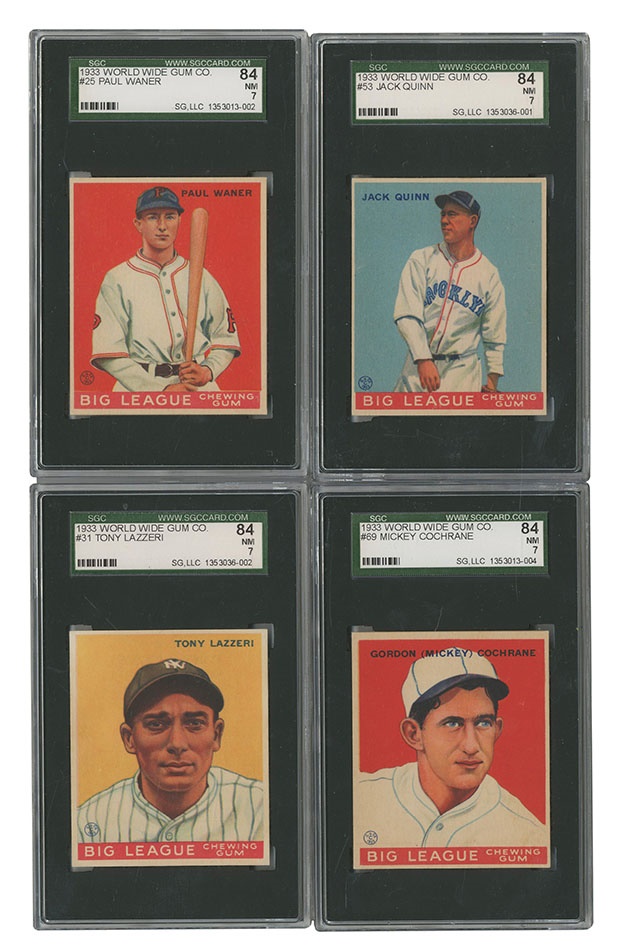 Sports and Non Sports Cards - 1933 World WIde Gum High-Grade Collection Including Cochrane & Lazzeri (4)