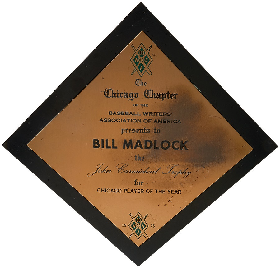 Baseball Rings and Awards - 1975 Bill Madlock Chicago Player of the Year Award