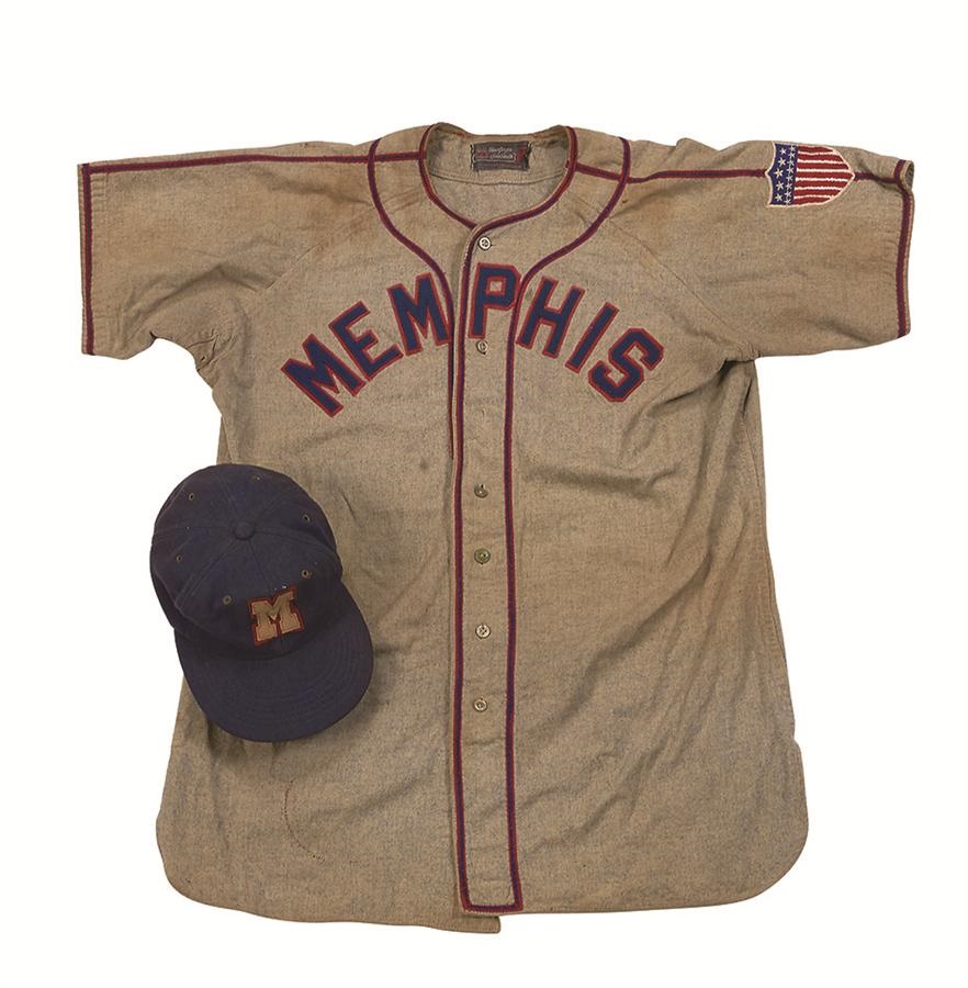 Negro League, Latin, Japanese & International Base - 1940s Memphis Red Sox Game Worn Jersey and Cap