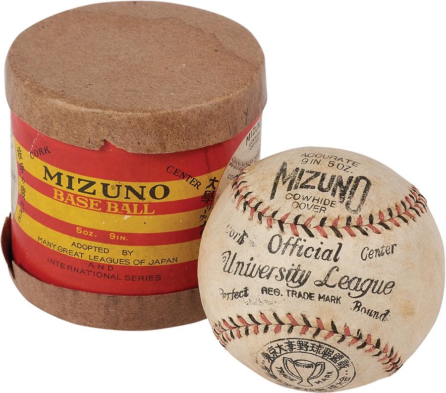 Negro League, Latin, Japanese & International Base - 1934 "Official" Tour Of Japan Mizuno Baseball In Original Box