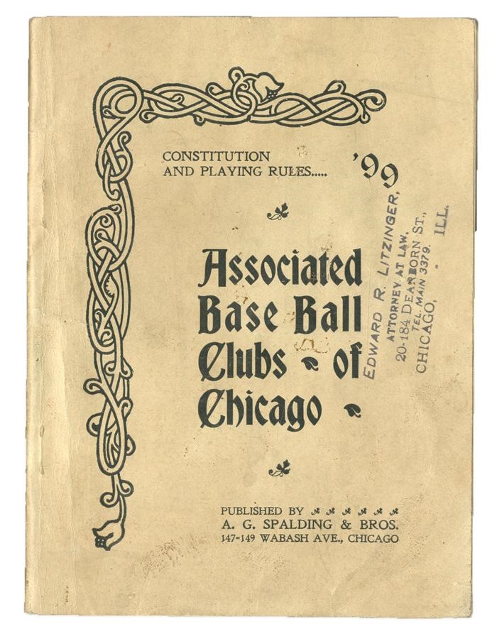 Negro League, Latin, Japanese & International Base - 1899 Spalding Associated Base Ball Clubs Playing Rules with African American
