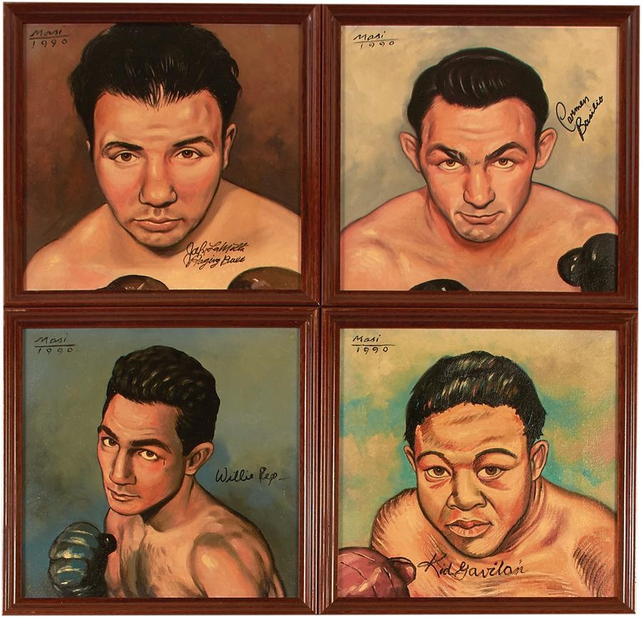 David Allen Boxing Collection - Four Boxing Signed Paintings by Masi (1990)