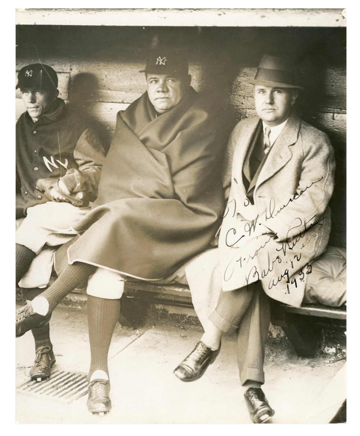 Babe Ruth and Lou Gehrig - 1933 Babe Ruth Signed Photo to Philly Sportswriter (JSA)