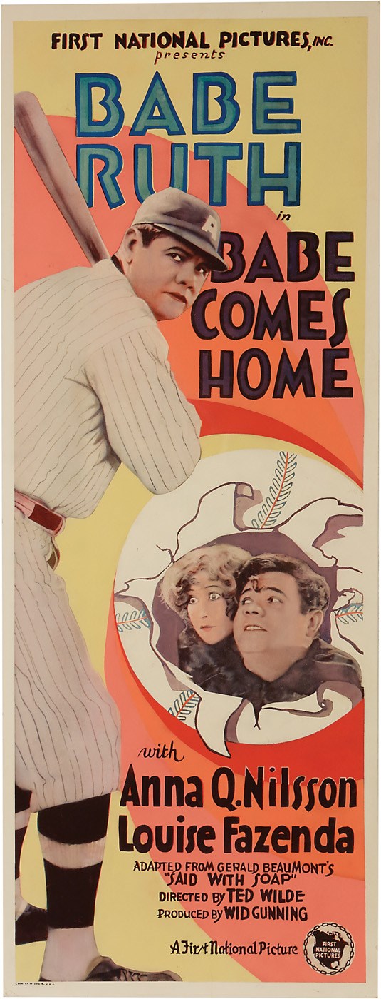 Babe Ruth and Lou Gehrig - 1927 Babe Ruth "Babe Comes Home" Movie Poster