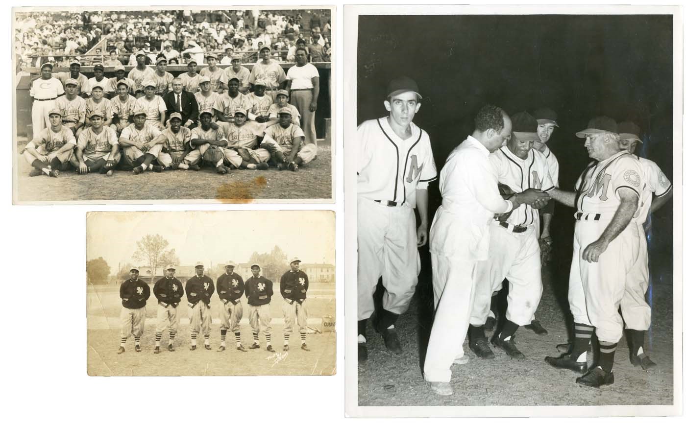 Negro League, Latin, Japanese & International Base - Five Exceptional Negro League & Latin Type I Photographs