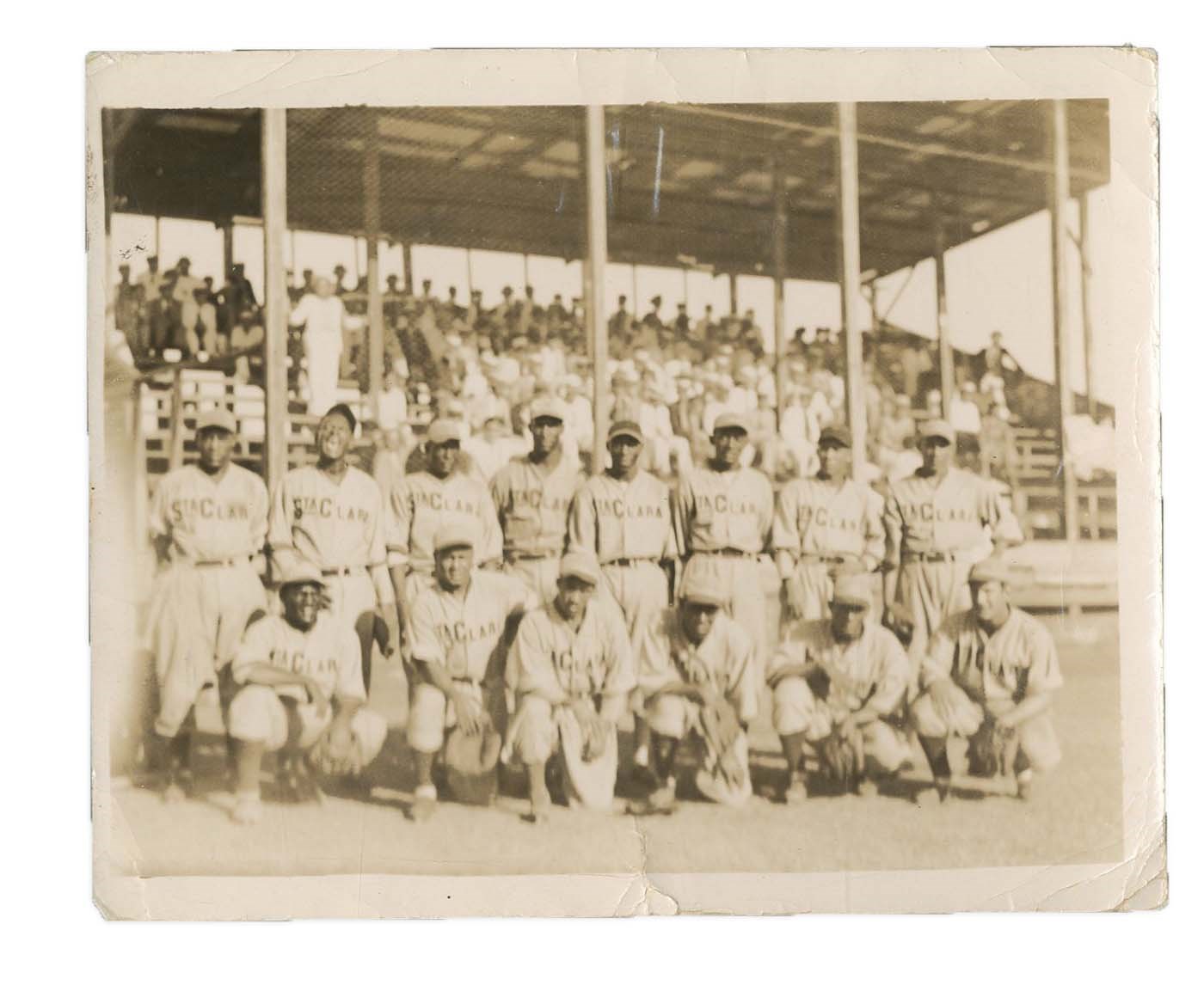 Negro League, Latin, Japanese & International Base - 1935-36 Santa Clara Leopardos Cuban Team Photo w/Wells & Oms (ex-Martin Dihigo Collection)