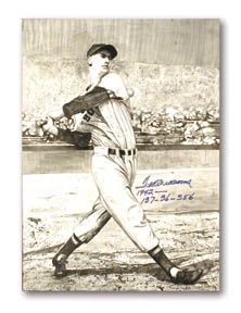 Ted Williams - Ted Williams Signed Original Artwork (27x35” matted)