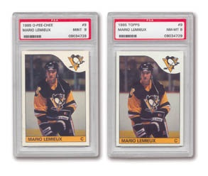 Sports Cards - 1985/86 OPC Mario Lemieux PSA 9 and Topps PSA 8