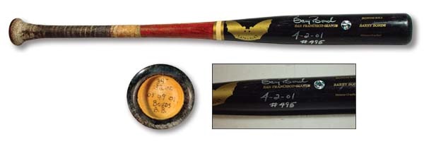 Barry Bonds - 2001 Barry Bonds First Home Run Bat of the Record Season (34")