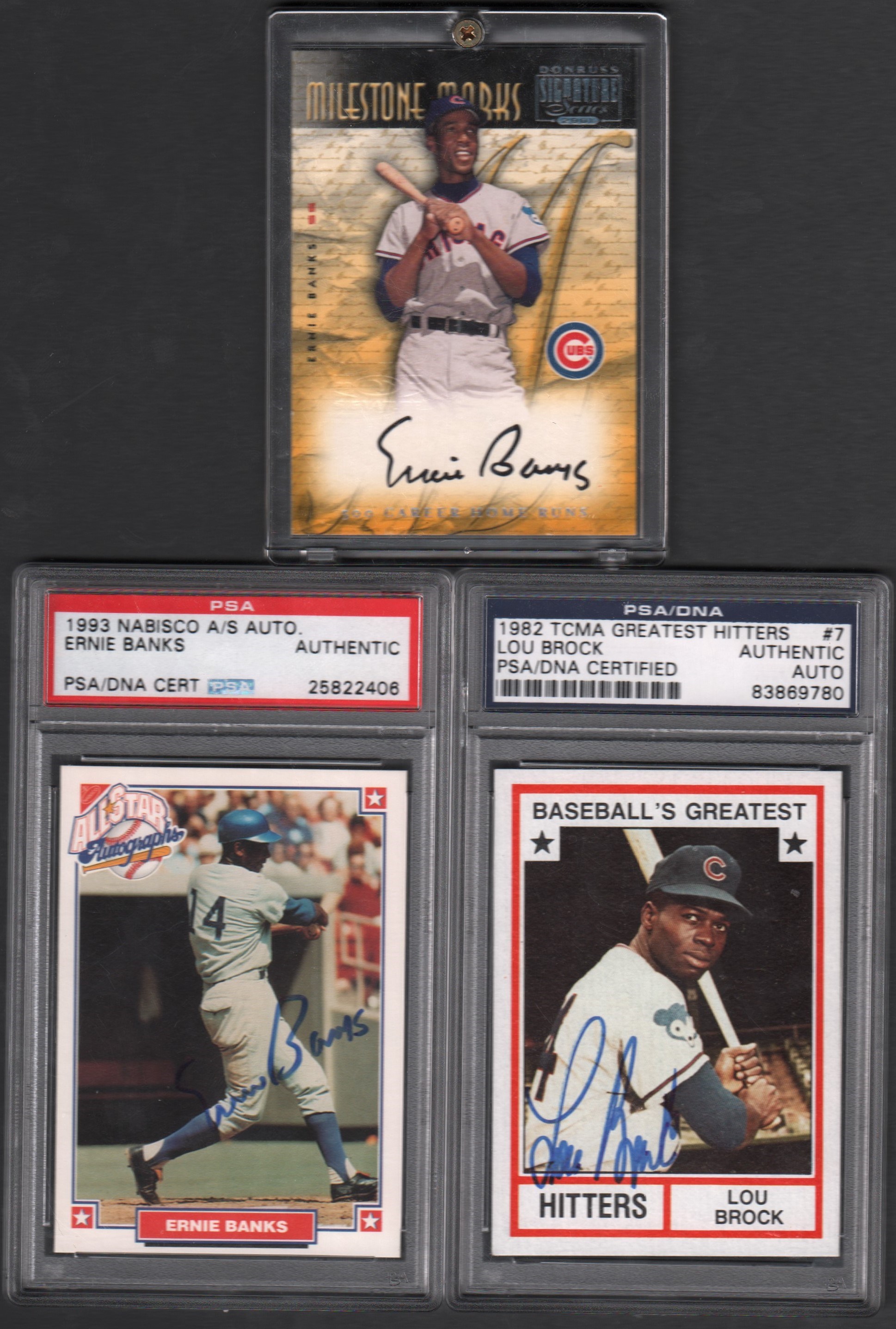 Autographs Baseball - 1970s Signed Baseball Card Collection with Ernie Banks