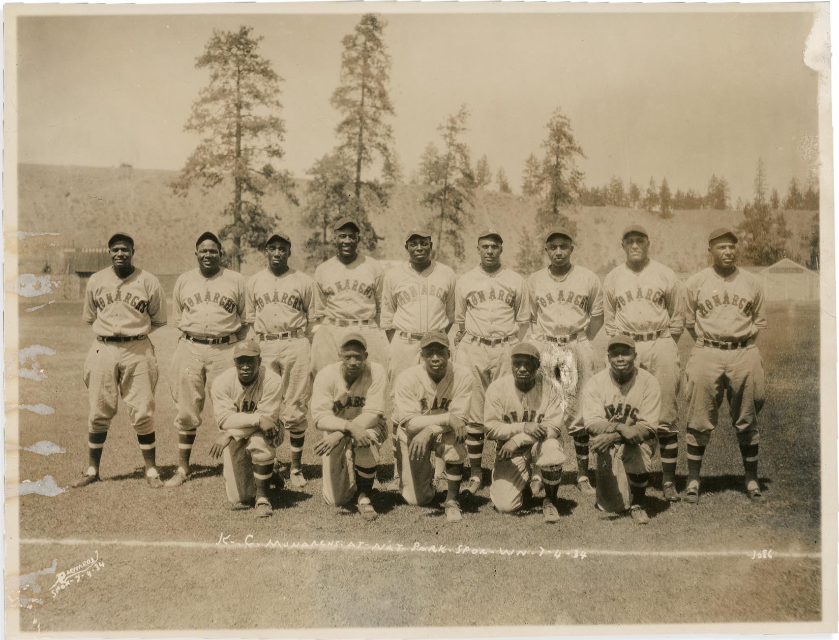 Negro League, Latin, Japanese & International Base - 1934 Kansas City Monarchs at Spokane Washington Photo