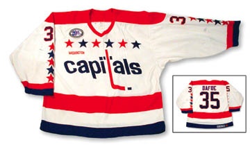Hockey Sweaters - 1993-94 Byron Dafoe Washington Capitals Game Worn Rookie Jersey