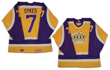 Hockey Sweaters - 1984-85 Phil Sykes Los Angeles Kings Game Worn Jersey