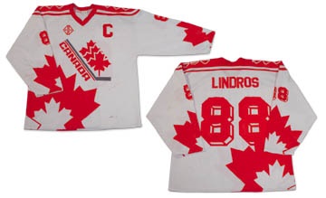 Hockey Sweaters - 1992 World Junios Eric Lindros Team Canada Game Worn Jersey