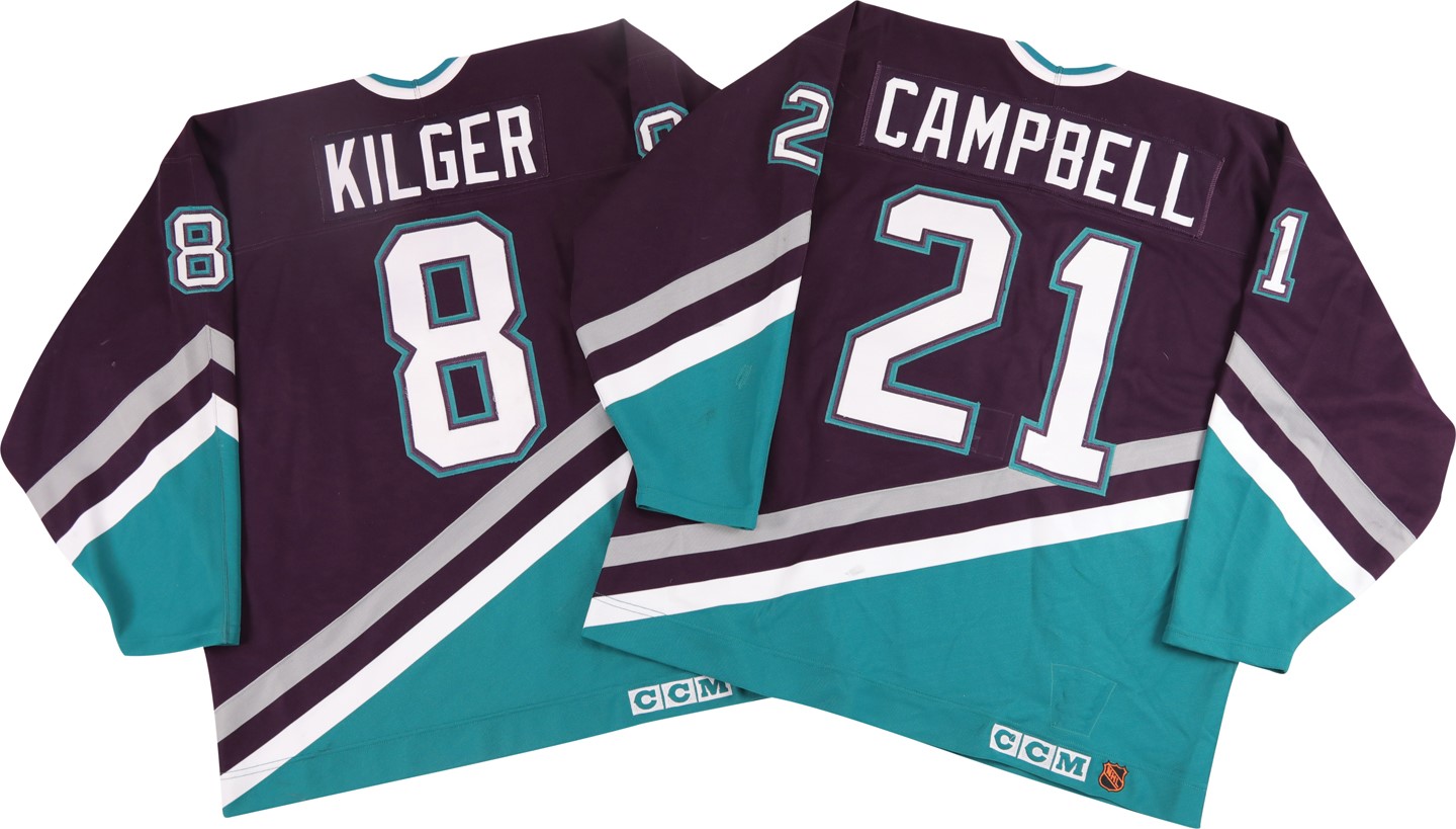 Hockey - 1995-96 Jim Campbell & Chad Kilger Mighty Ducks of Anaheim Game Worn Jerseys