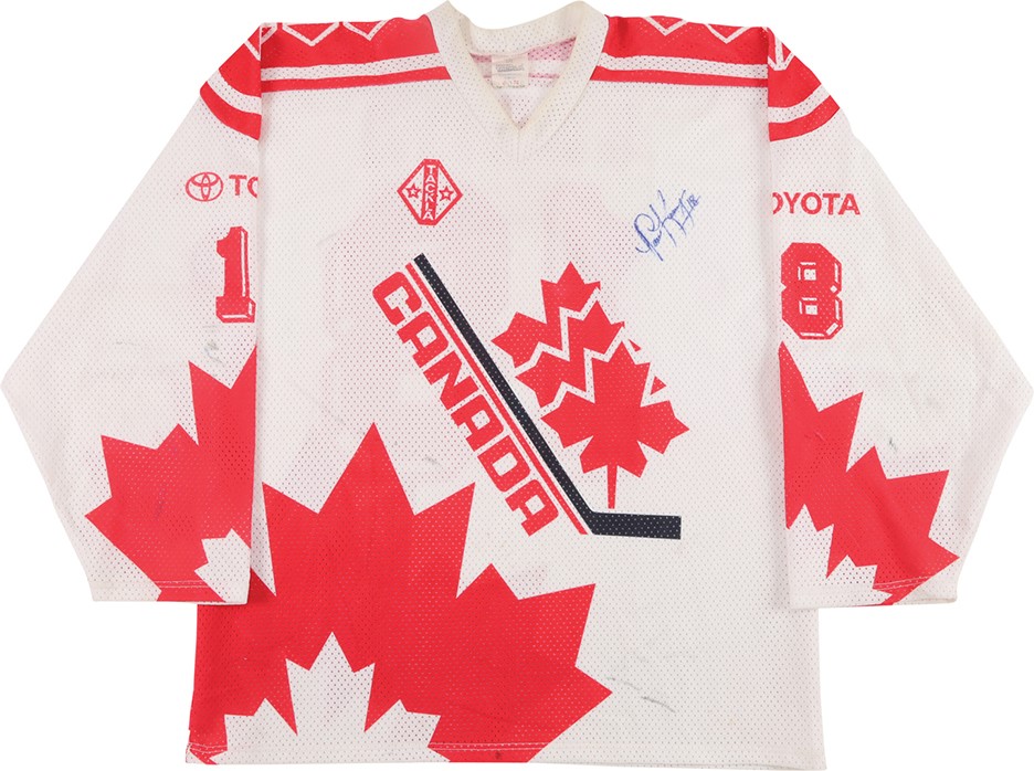 Hockey - 1993 Paul Kariya Team Canada World Junior Championships Signed Game Worn Jersey - Gold Medal Year