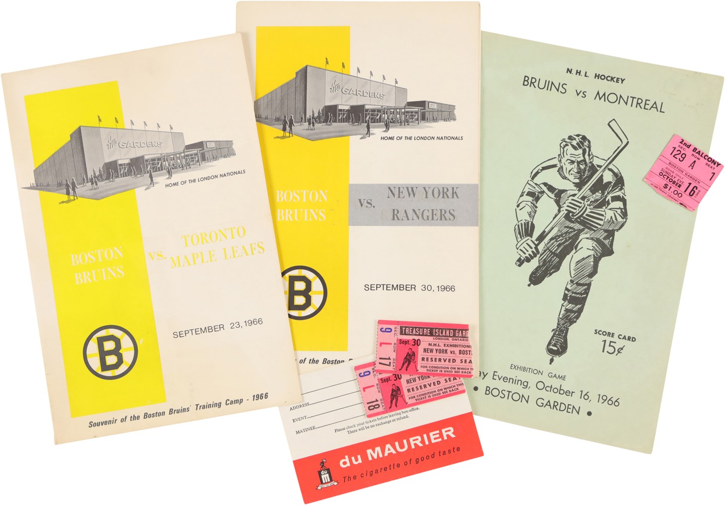 Hockey - Rare 1966 Bobby Orr Boston Bruins Pre-Season Programs and Tickets (6)