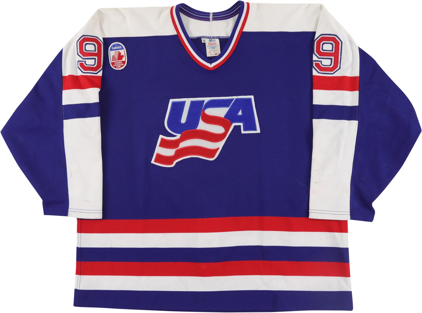 Hockey - 1991 Mike Modano Team USA World Cup Game Worn Jersey - Silver Medal