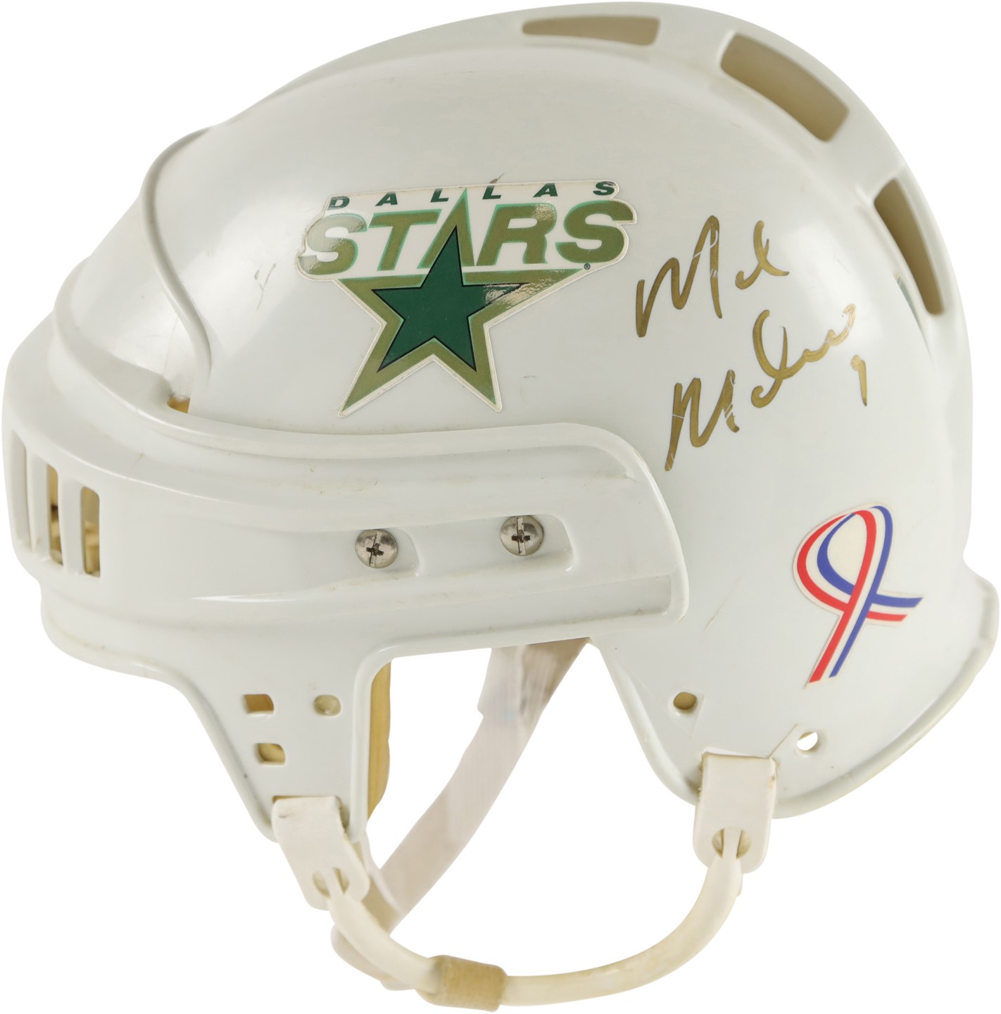 Hockey - 2001-02 Mike Modano Dallas Stars Signed Game Worn Helmet with 9/11 Ribbon (Stars LOA)