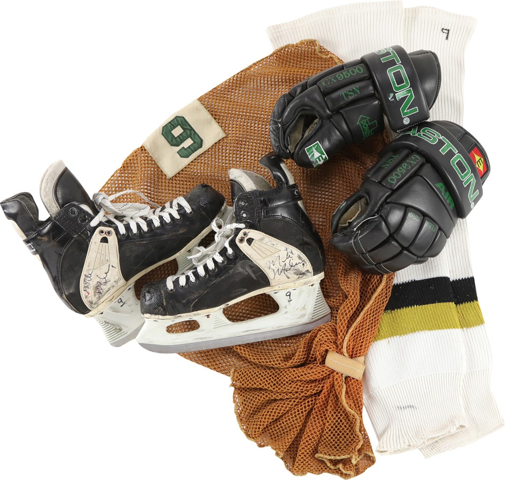 Hockey - Mike Modano Dallas Stars Signed Game Worn Skates, Gloves, Socks, & Equipment Bag (Team LOA)