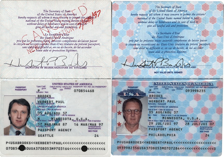 Hockey - Pair of Herb Brooks Personally Owned and Signed Passports from The Herb Brooks Collection (Brooks Family LOA & PSA)