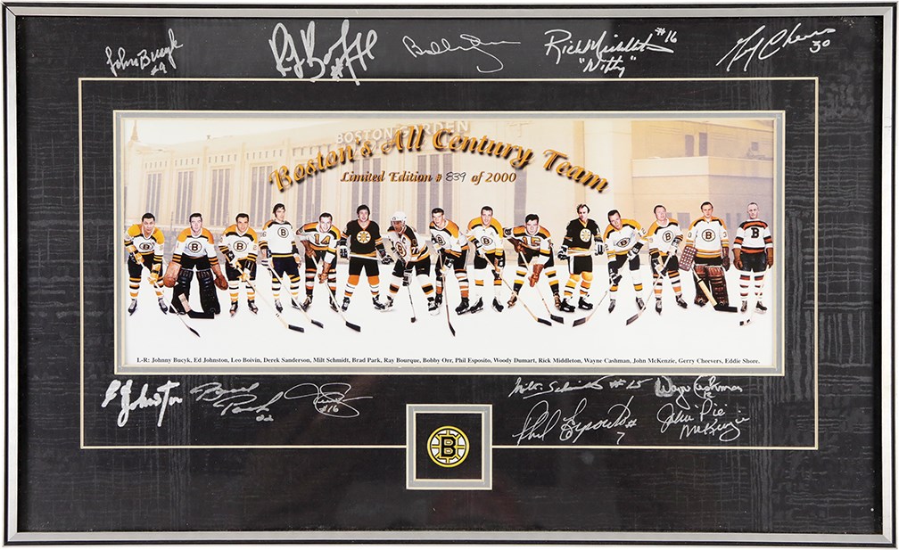 Hockey - Boston Bruins All Century Team Signed Display w/Bobby Orr