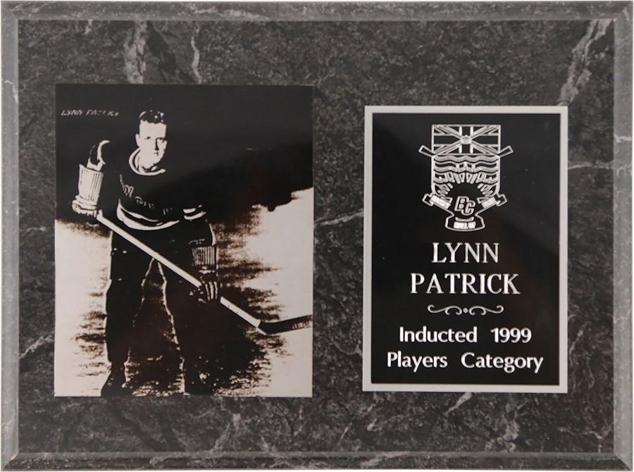 Hockey - Lynn Patrick BC Hockey Hall of Fame Induction Plaque