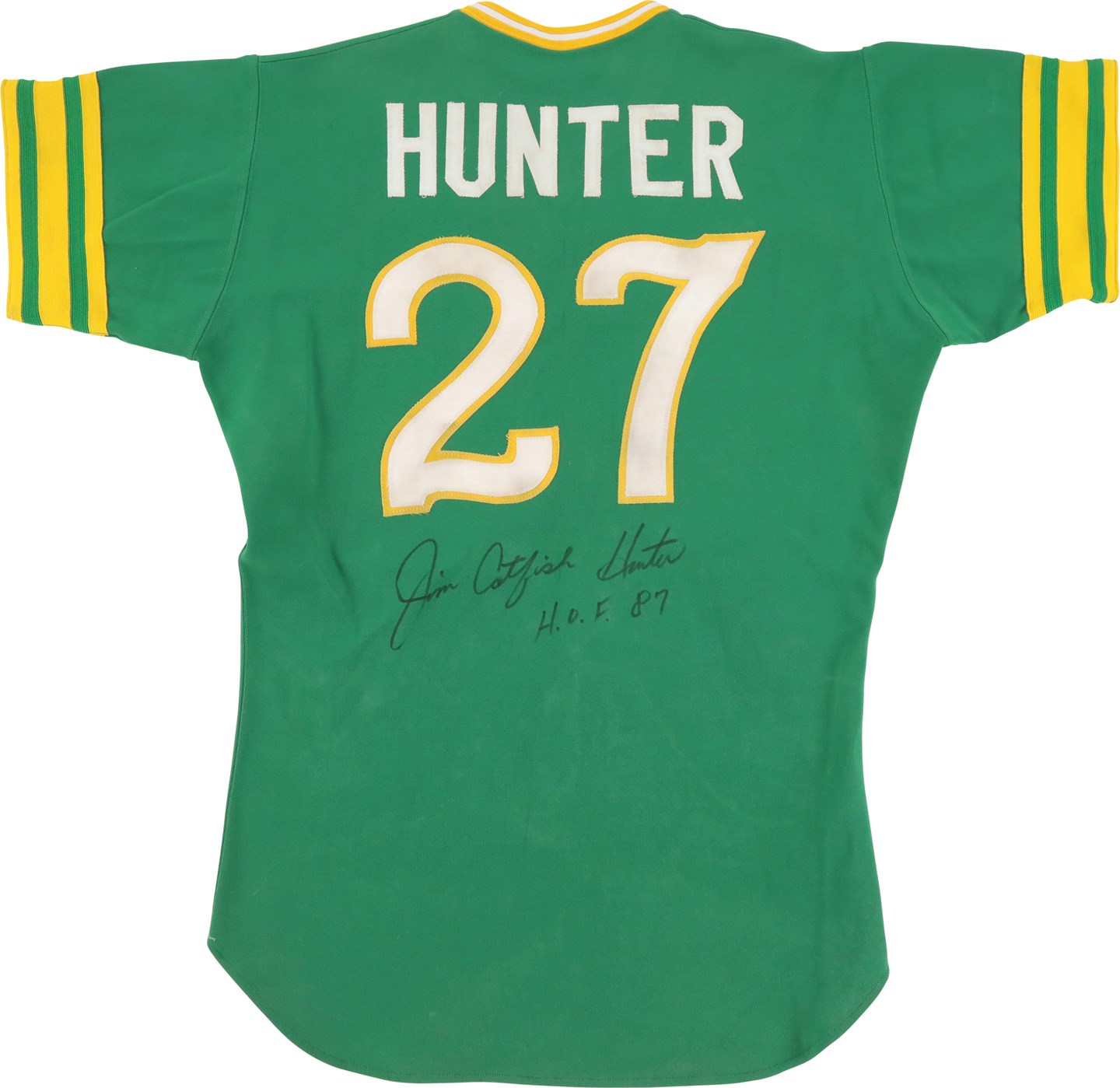 - 1972 Jim Catfish Hunter Oakland Athletics Signed Game Worn Jersey (PSA)