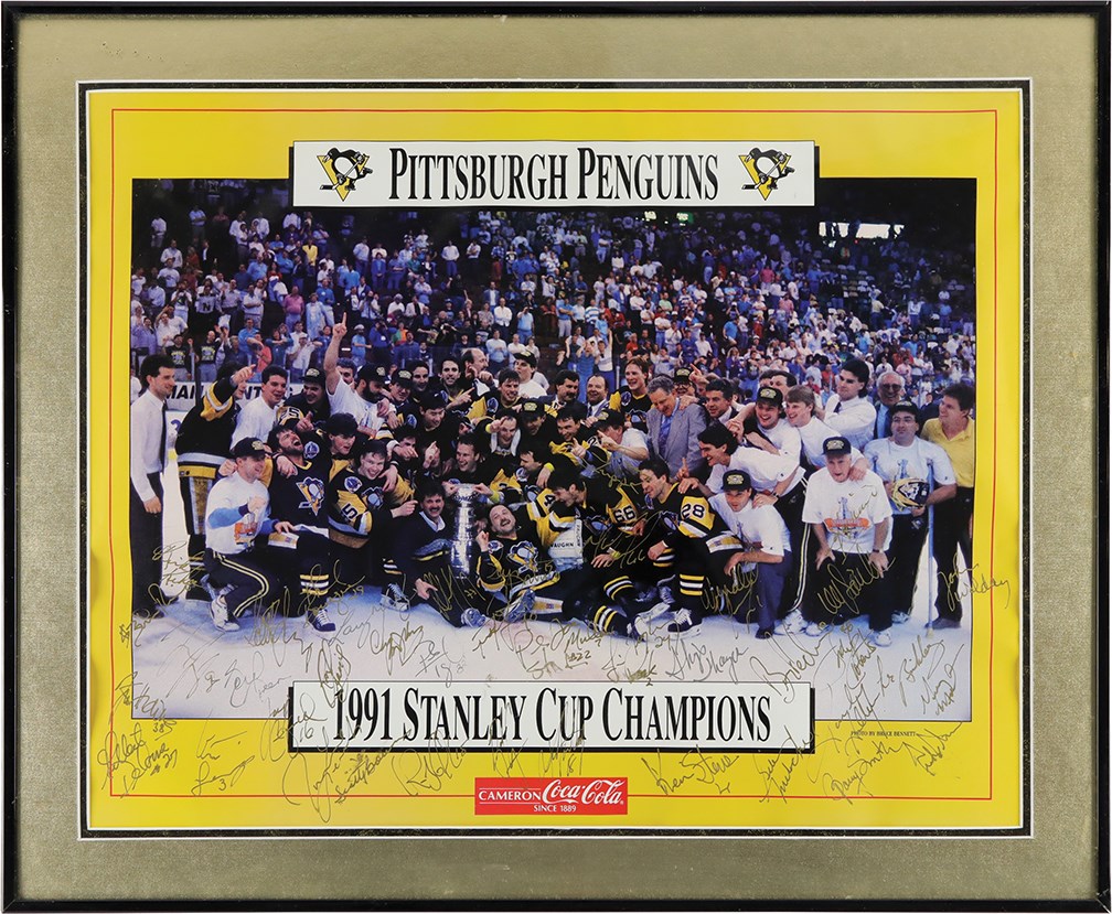 Hockey - 1991 Pittsburgh Penguins Stanley Cup Champions Team-Signed Poster