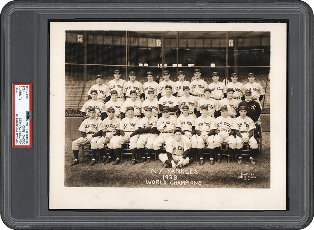 - 1938 World Champion New York Yankees Team Photograph w/Lou Gehrig by Cosmo-Sileo (PSA Type I)