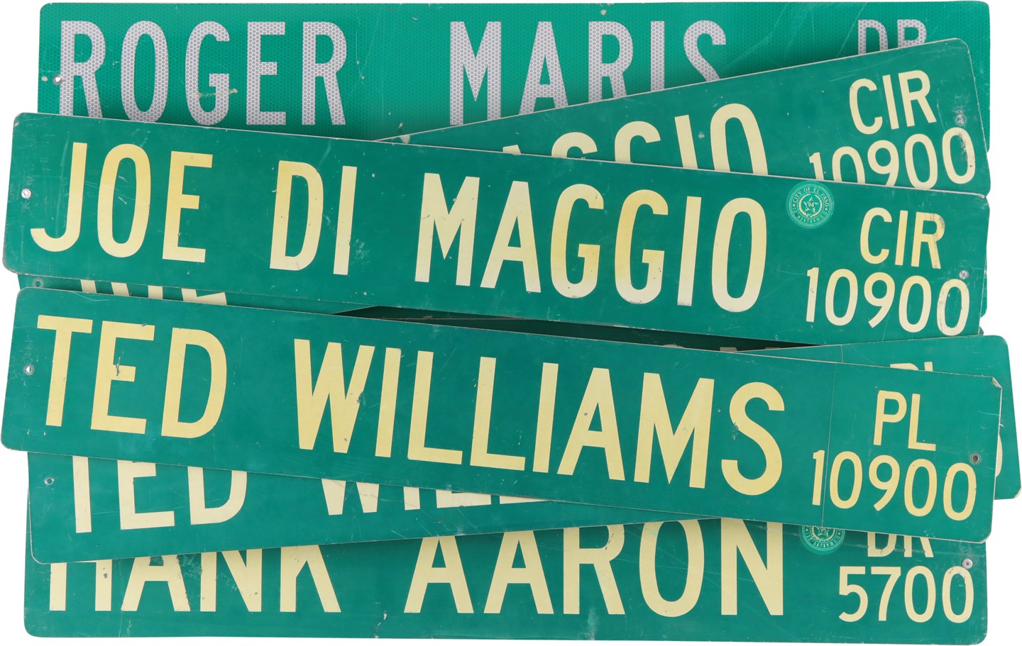 - Assorted Player Street Sign Collection (8) - DiMaggio, Aaron, Williams & Maris