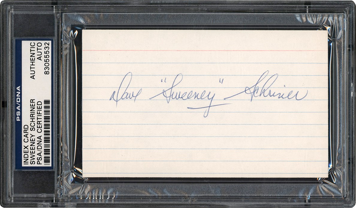 Hockey - "Sweeney" Schriner Signed Index Card (PSA)
