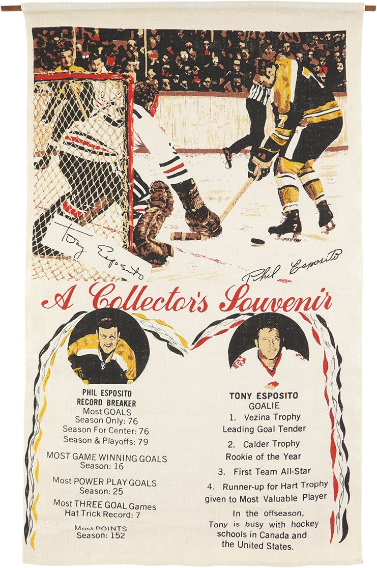 Hockey - Vintage Phil and Tony Esposito Linen Wall Hanger