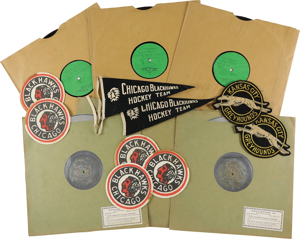 Hockey - 1930s Chicago Black Hawks Game Recordings on Vinyl Plus Vintage Patches (16)