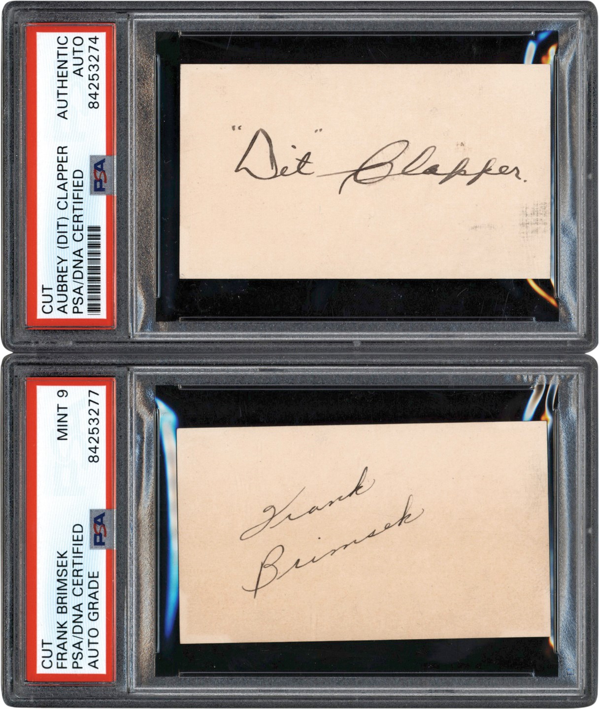 Hockey - Dit Clapper and Frank Brimsek Boston Bruins Vintage Signatures (PSA)