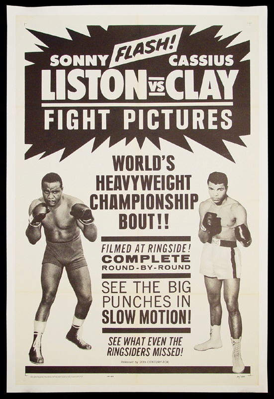 - Cassius Clay vs. Sonny Liston Fight Film Poster (27”x41”)
