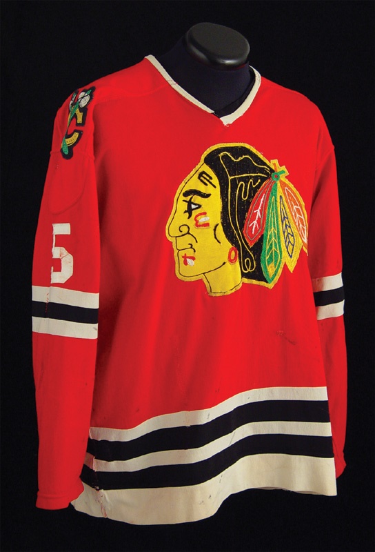 - 1970’s Phil Russell Chicago Blackhawks Game Worn Jersey