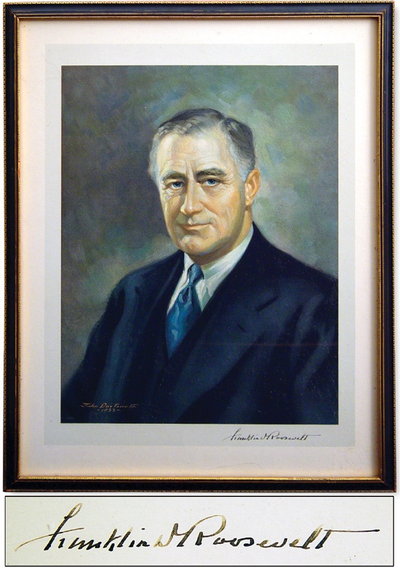 - 1933 Franklin D. Roosevelt Signed Portrait (18x13")