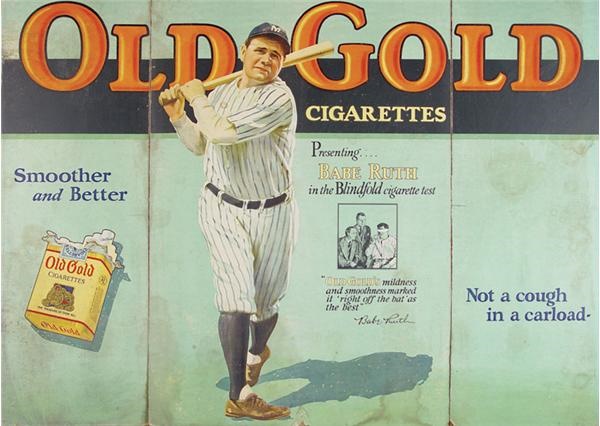Babe Ruth - Early 1930's Babe Ruth Old Gold Tri-Fold Advertising Sign (51x38")