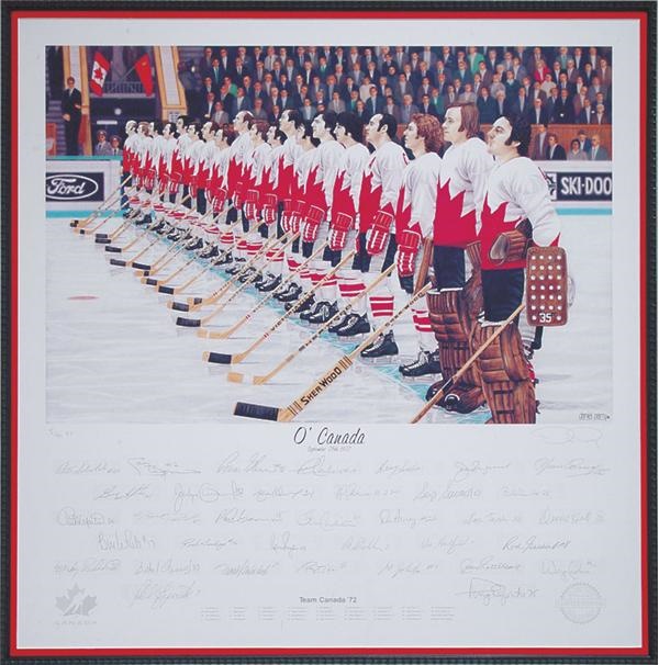 Brad Park Collection - 1972 Team Canada "O'Canada" Team Signed Lithograph (36x36")