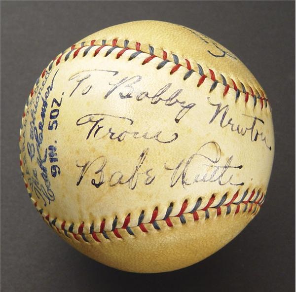 Babe Ruth - Babe Ruth Inscribed Baseball To His Doctor
