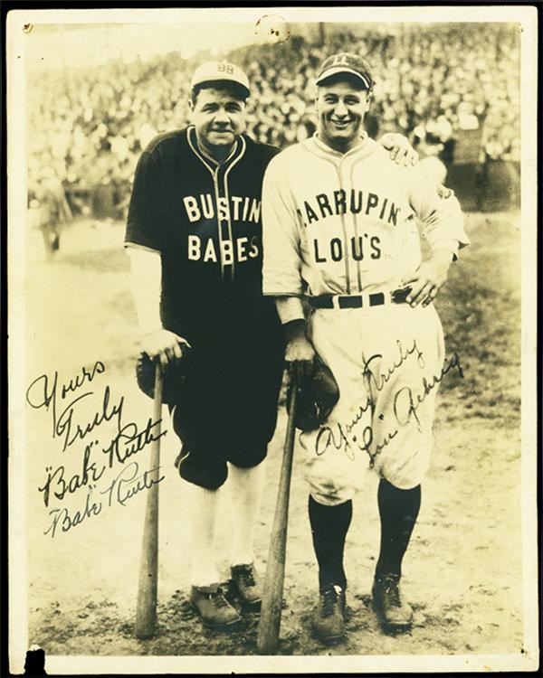 Babe Ruth - Bustin' Babes & Larrupin' Lou's Signed Photograph