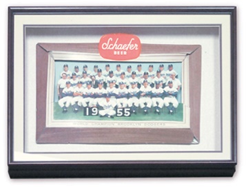 Jackie Robinson & Brooklyn Dodgers - 1955 Brooklyn Dodgers SchaeferBeer Display (22x29" shadow boxed)