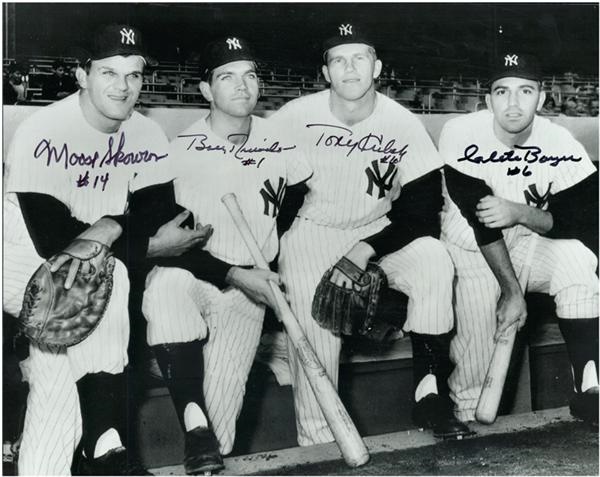 - 1961 NY Yankee Infield Signed Photo - Moose Skowron, Bobby Richardson, Tony Kubek, and Clete Boyer