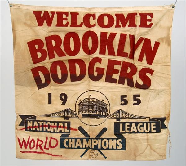 Jackie Robinson & Brooklyn Dodgers - 1955 Brooklyn Dodgers Championship Street Banner