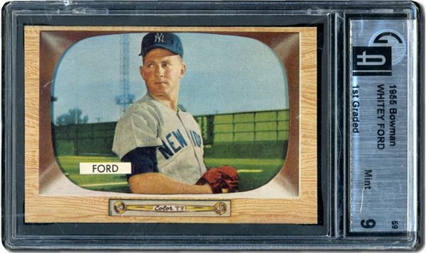 Post War Baseball Cards - 1955 Bowman #59 Whitey Ford GAI 9 Mint