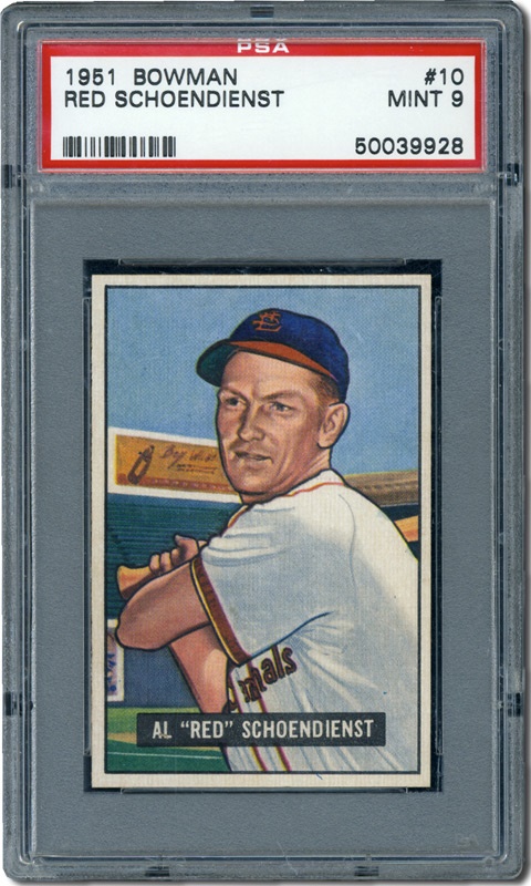 Post War Baseball Cards - 1951 Bowman #10 Red Schoendienst PSA 9 Mint