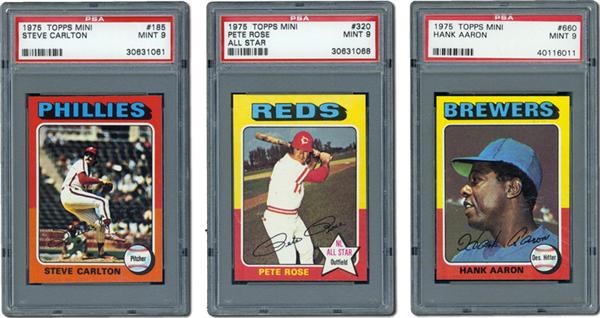 Post War Baseball Cards - 1975 Topps Mini Incredible Mint 9 Collection (72)