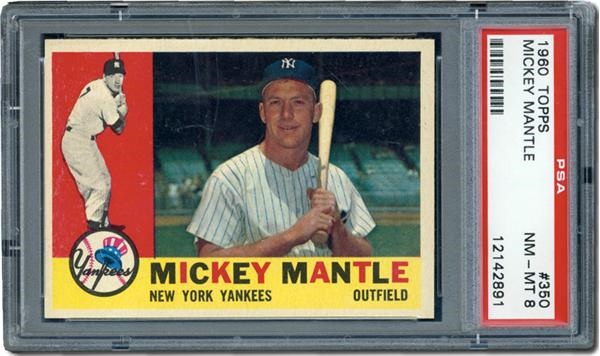 Post War Baseball Cards - 1960 Topps #350 Mickey Mantle PSA 8