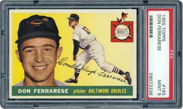 Post War Baseball Cards - 1955 Topps #185 Don Ferrarese PSA 9 Mint